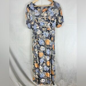 PARSLEY &‎ SAGE Patchwork Floral Short Sleeve Maxi Dress Size Med Cottagecore